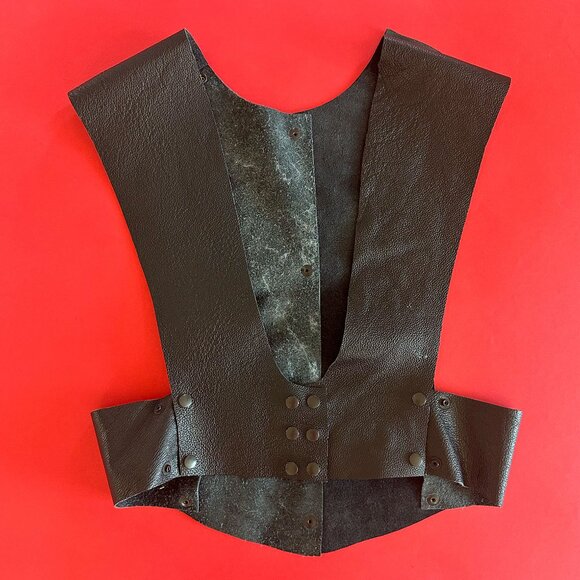 Upcycled Unique Unisex Floral Hand-Painted Black Leather Vest from SPARK + REBEL - Picture 5 of 10